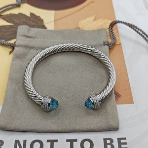 DY vintage 7mm diamond bracelet size M 925 silver blue